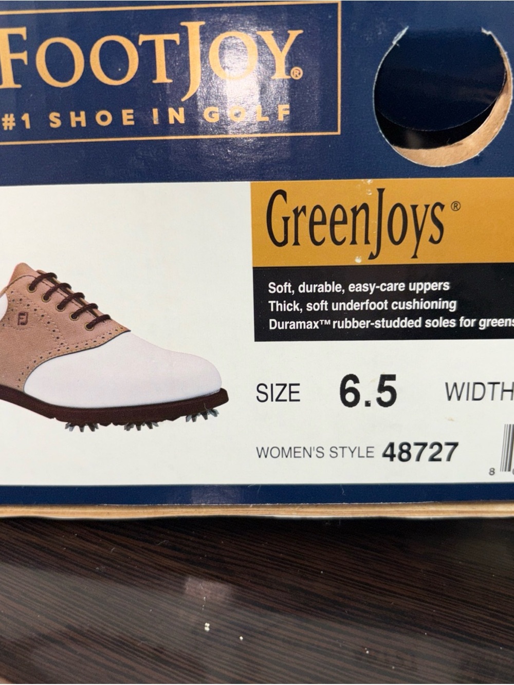 Footjoy GreenJoys women golf shoes sz 6.5 M white tan saddle style in NEW in box